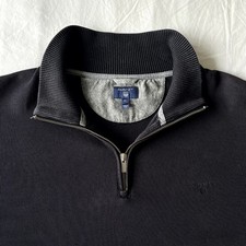 Mens GANT Quarter Zip Jumper Size XL in Dark Navy Blue Pullover Long Sleeve