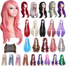 Women Long Hair Wig Straight Curly Wavy Anime Cosplay Fancy Party Full Wigs UK