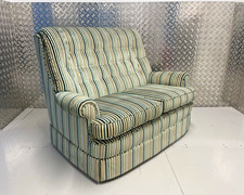 Beautiful Vintage Parker Knoll tufted 2 seat sofa in  striped Teal Velvet fabric