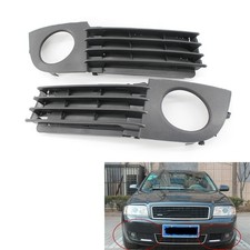Pair Car Fog Light Lamp Cover Bumper Grille Grill for Audi A6 C5 02-05 Black ABS