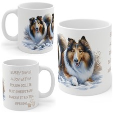 11oz Ceramic Rough Collie Christmas Mug, Rough Collie Mug, Rough Collie Gift