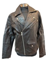 ZARA Men Black Genuine Sheep Leather Biker Moto Jacket Size Small