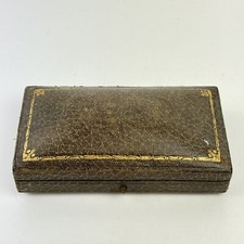 Antique Mappin & Webb London Watch Box Gilt Tooled Grey Leather 9.5cm