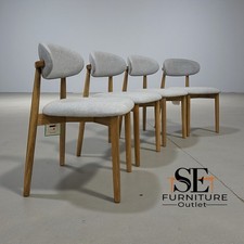 Set of 4 Natural Oak Dining Chairs in Cloud Grey,  From Oak Furnitureland