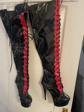 Patent Thigh High Boots Black