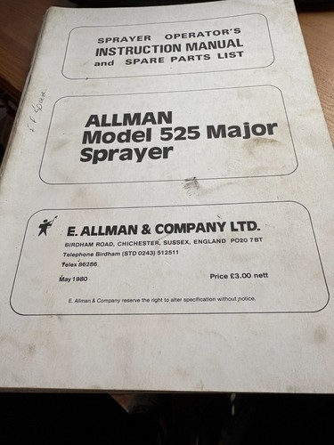 Allman sprayer model 525 - sprayer, major