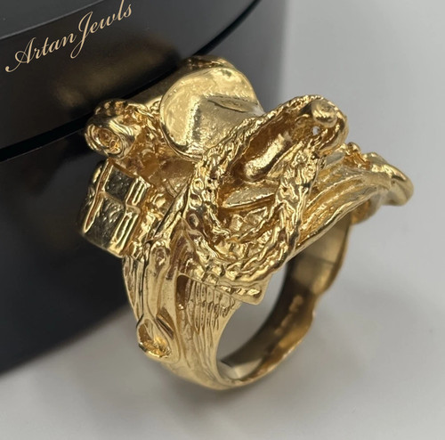 Heavy saddle 9ct gold - saddle, on