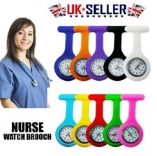 Nurse Quartz Watch Tunic Fob Pocket Brooch Silicon Washable Battery included UK