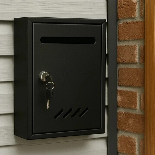 Black post box postbox - box,