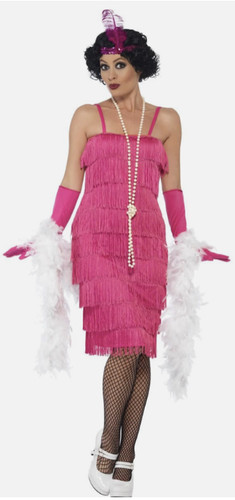 Pink flapper fringe dress - pink,