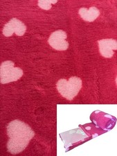 PnH Veterinary Bedding® Vet Bed / Whelping Fleece, Cerise with Pink Hearts
