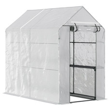 Walk in Garden Greenhouse with Shelves Steeple 186Lx120Wx190Hcm White