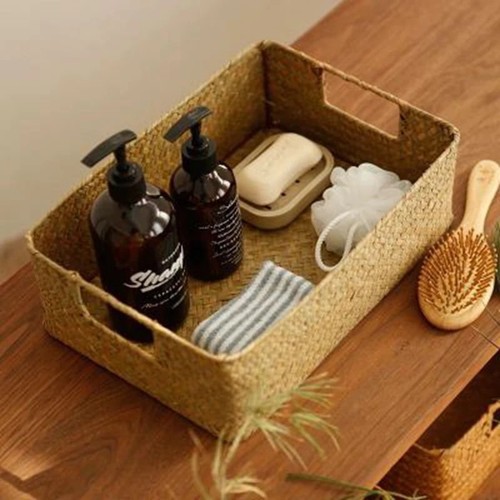 Natural woven seagrass storage - natural,