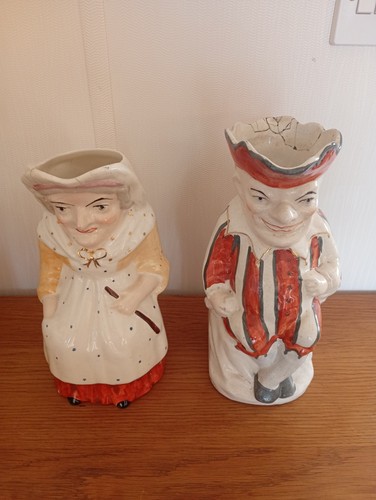 Large pair old antique toby - old,