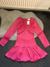 h&m pink satin v neck frill