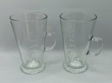 Costa Coffee Tall Glasses Latte Embossed Logo Hot Chocolate Mugs ( QTY 2 )