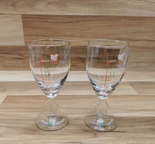 2 x Vintage Irish Coffee Recipe Stemmed Glasses - Cream/Coffee/Sugar/Whiskey