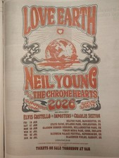 NEIL YOUNG LOVE EARTH 2026 TOUR Whole Newspaper Poster Page Announcement UKDates