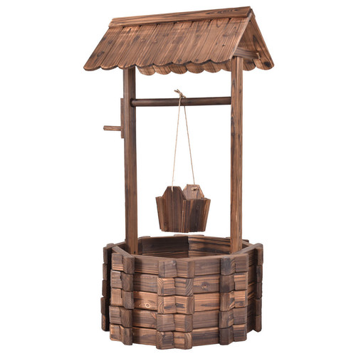 Outdoor wooden wishing well - wooden,