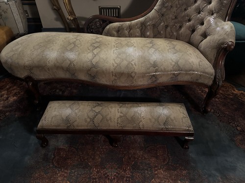 Mahogany chaise longue with - mahogany,