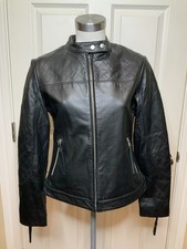 Kelli Kouri Black 100% Genuine Leather Quilted Moto Jacket, Size Medium