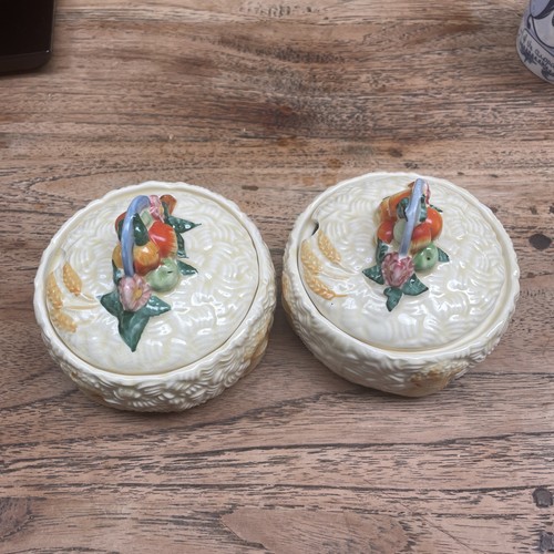 Pair vintage lidded deco - pair,