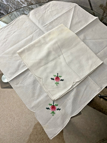 Pair vintage white cotton - vintage,