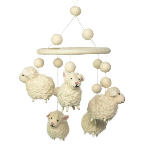 Handmade felt mobile white - handmade,
