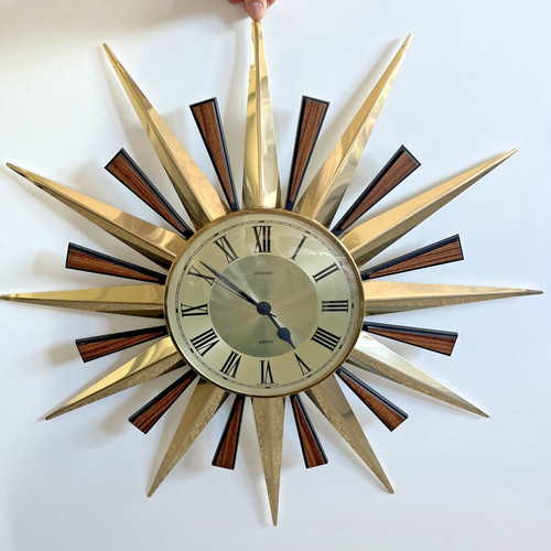 Metamec sunburst clock teak - metamec,