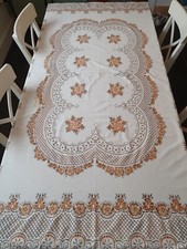 Vintage Large  tablecloth Cutout 80" x 54" 