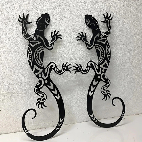 2pc iron gecko wall art - 2pc,