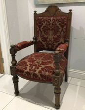 Antique Victorian Baronial Throne Chair
