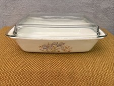 Vintage Pyrex Blue Iris Rectangle  Casserole Dish Space Saver Lidded Dish 28.5cm