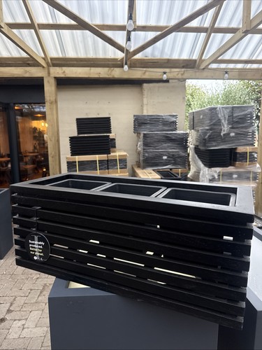 Black wooden planter - black,