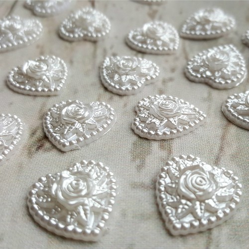 10x 16mm white pearl - white, floral