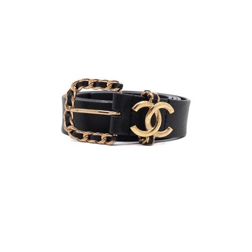 Chanel black leather gold - black, gold-tone