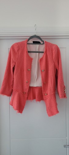 Zara pink frayed edge blazer - pink,