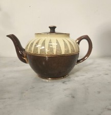 Vintage Sadler Brown, Gold and Yellow Teapot- Geometric Pattern