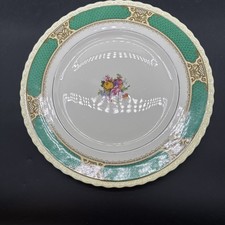 VINTAGE DINNER PLATES MYOTT STAFFORDSHIRE ENGLAND IN PERSIAN ROSE GREEN & GOLD