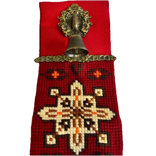 Vintage needlepoint pull bell - bell,