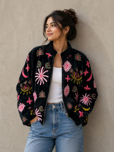 Black velvet suzani - velvet,