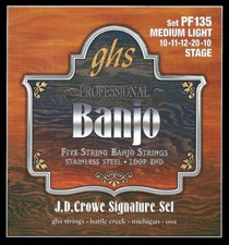 GHS PF135 Stainless Steel 5 String Banjo Strings - Stage Medium Light - Loop End