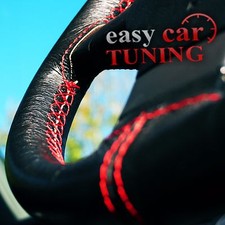 For Ford Mondeo MK4 2007-2014 Black Genuine Leather Steering Wheel Red 