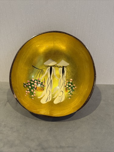 Vtg coconut shell bowl - coconut, hand