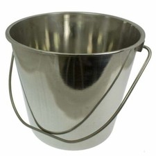 12 Litre Large Heavy Duty Stainless Steel Pail Bucket Double Welded 12L + Handle