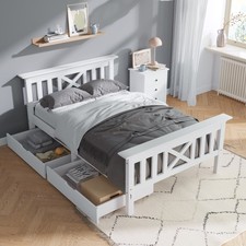 Wooden Bed Frame with Drawers