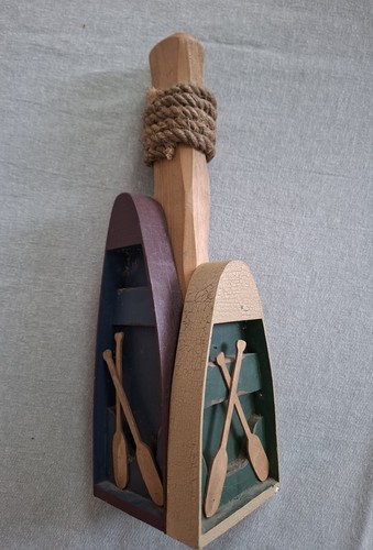 Vintage wooden boat folk art - wooden,
