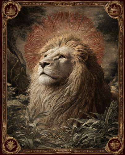 Male lion portrait with - male,