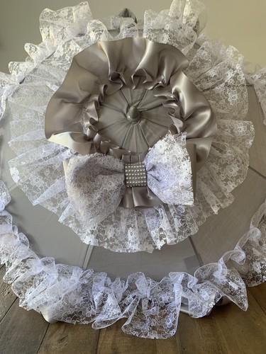 Grey white bling - white, frilly