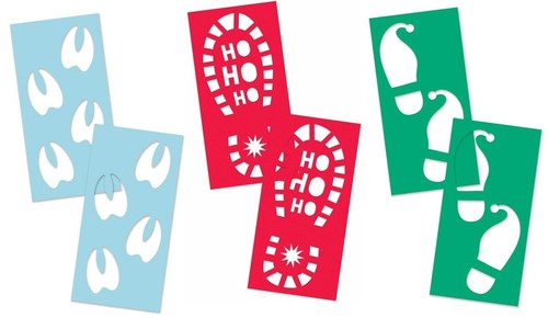 Santa footprint stencils elf - santa,